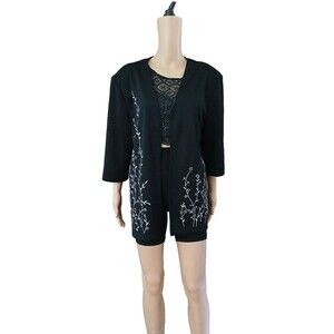 Blair Women's XL Open Cardigan Floral Embroidered Casual Career Church Office